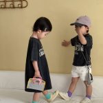 【80-150cm】Ｔシャツorワンピース オシャレ 英字 お揃いコーデ - 画像 (14)