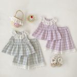 【73-120cm】セットアップ ノースリーブ チェック - 画像 (2)