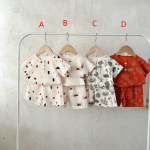 【73-120cm】セットアップ 北欧風 ワッフル 半袖 - 画像 (3)