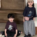 【80-140cm】半袖Tシャツ ねこ柄プリント ビッグシルエット - 画像 (7)