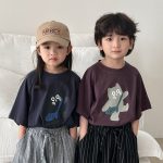 【80-140cm】半袖Tシャツ ねこ柄プリント ビッグシルエット - 画像 (16)