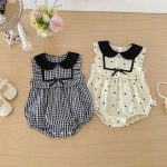 【66-90cm】ロンパース 可愛い ドット/チェック ベビー服 - 画像 (12)