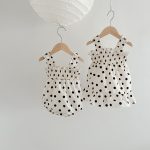 【66-100cm】ロンパースorワンピース ドット プリンセス 姉妹服 - 画像 (3)
