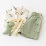【73-100cm】セットアップ グリーン恐竜 Tシャツ&パンツ - 画像 (7)