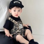 【73-100cm】セットアップ オシャレ ヒョウ柄 Tシャツ&サロペット - 画像 (8)