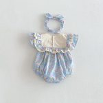 【66-140cm】ロンパースorワンピース ブルー 花柄 姉妹服 - 画像 (6)