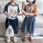 【80-140cm】パンツ 菱形 キルティング デニム ハーフパンツ - 画像 (11)
