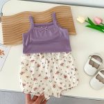 【66-100cm】セットアップ ベビー キャミソール＆花柄プリント - 画像 (15)