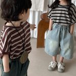 【80-140cm】デニムパンツ 七分丈 ヴィンテージ加工 ダメージ - 画像 (12)