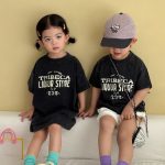 【80-150cm】Ｔシャツorワンピース オシャレ 英字 お揃いコーデ - 画像 (7)