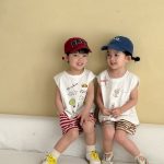 【80-150cm】セットアップ ノースリーブ トップス＆ボーダー パンツ - 画像 (17)