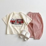 【90-150cm】半袖Tシャツ 乗り物 ルーズ カジュアル トップス - 画像 (9)