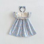 【66-140cm】ロンパースorワンピース ブルー 花柄 姉妹服 - 画像 (7)