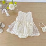 【66-90cm】ロンパース ベビー ノースリーブ メッシュ シンプル - 画像 (4)