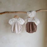 【66-100cm】シャツ or ロンパース ベビー パフスリーブ