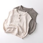 【80-130cm】トップス ガーゼ素材 ノースリーブ - 画像 (4)