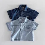 【80-120cm】セットアップ ベビー 男の子 英字プリント デニム - 画像 (5)