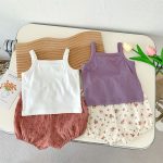 【66-100cm】セットアップ ベビー キャミソール＆花柄プリント - 画像 (14)