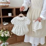 【66-90cm】ロンパース＆帽子 フラワー柄 可愛い ベビー服 - 画像 (4)