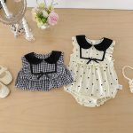 【66-90cm】ロンパース 可愛い ドット/チェック ベビー服 - 画像 (14)