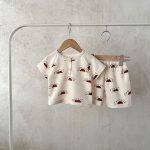 【73-120cm】セットアップ 北欧風 ワッフル 半袖 - 画像 (5)