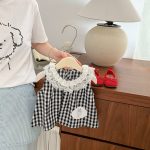【73-120cm】トップスorパンツ チェック レース ノースリーブ - 画像 (5)