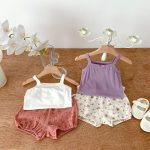 【66-100cm】セットアップ ベビー キャミソール＆花柄プリント - 画像 (11)