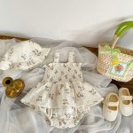 【66-90cm】プリンセスフラワーロンパース＆帽子