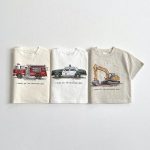 【90-150cm】半袖Tシャツ 乗り物 ルーズ カジュアル トップス