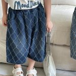 【80-140cm】パンツ 菱形 キルティング デニム ハーフパンツ - 画像 (8)