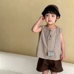 【80-150cm】セットアップorワンピース ブラウン ストライプ - 画像 (5)