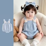【66-90cm】ロンパース ウサギ チェック ベビー服 - 画像 (7)