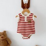 【66-90cm】ロンパース ワッフル ボーダー クマ - 画像 (7)
