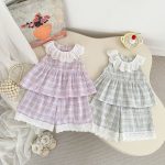 【73-120cm】セットアップ ノースリーブ チェック - 画像 (5)