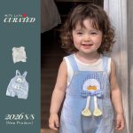 【73-100cm】セットアップ 可愛い アヒル サロペット＆シャツ - 画像 (4)