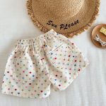 【80-120cm】ショートパンツ カラフル ハートプリント - 画像 (4)