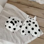 【66-100cm】サロペット ベビー ポルカドット サロペット&帽子 - 画像 (16)