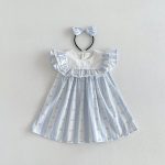 【66-140cm】ロンパースorワンピース ブルー ストライプ 姉妹服 - 画像 (9)