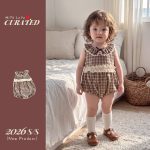 【66-90cm】ロンパース ブラウン チェック フリル - 画像 (4)