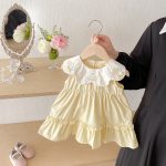 【73-100cm】ワンピース ベビー 折り襟 ノースリープ - 画像 (3)