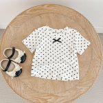 【73-130cm】Tシャツ ドット柄 リボン付き 合わせやすい - 画像 (8)