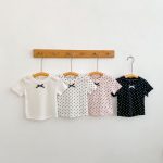 【73-130cm】Tシャツ ドット柄 リボン付き 合わせやすい - 画像 (4)