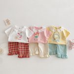 【73-120cm】半袖Ｔシャツ ベビー フリル襟 カートゥーン