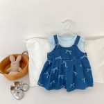 【73-130cm】サロペット リボン付き デニム ゆったり - 画像 (9)