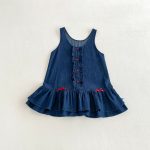 【80-120cm】ワンピース ベビー リボン付き ノースリープ - 画像 (5)