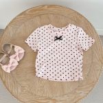【73-130cm】Tシャツ ドット柄 リボン付き 合わせやすい - 画像 (9)
