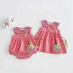 【66-90cm】ロンパースorワンピース チェック柄 キュート - 画像 (2)