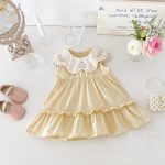 【73-100cm】ワンピース ベビー 折り襟 ノースリープ