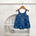 【73-130cm】サロペット リボン付き デニム ゆったり - 画像 (3)
