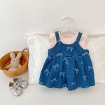 【73-130cm】サロペット リボン付き デニム ゆったり - 画像 (8)
